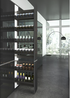 Kitchen tall pull-out (370mm deep) cabinet (width 250mm, height 1800-2000mm) 6 levels