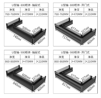 Kitchen sink base cabinet (800-900mm) organizer set