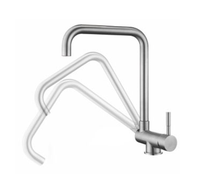 Kitchen foldable mixer tap - hairline stainless steel