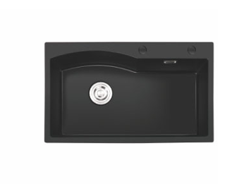 Top-mounted single sinks - quartz stone, black (750mm x 450mm) for sink cabinet 800mm or above